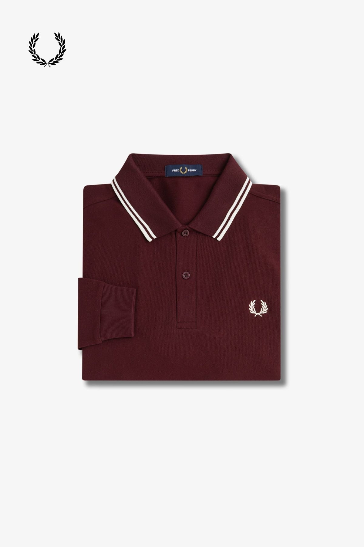 Fred Perry® Winter-Langarm-Poloshirt — Ochsenblut — gefaltet