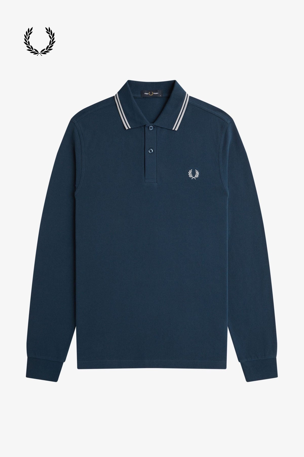 Fred Perry® Winter-Langarm-Poloshirt — Petrolblau — von vorne