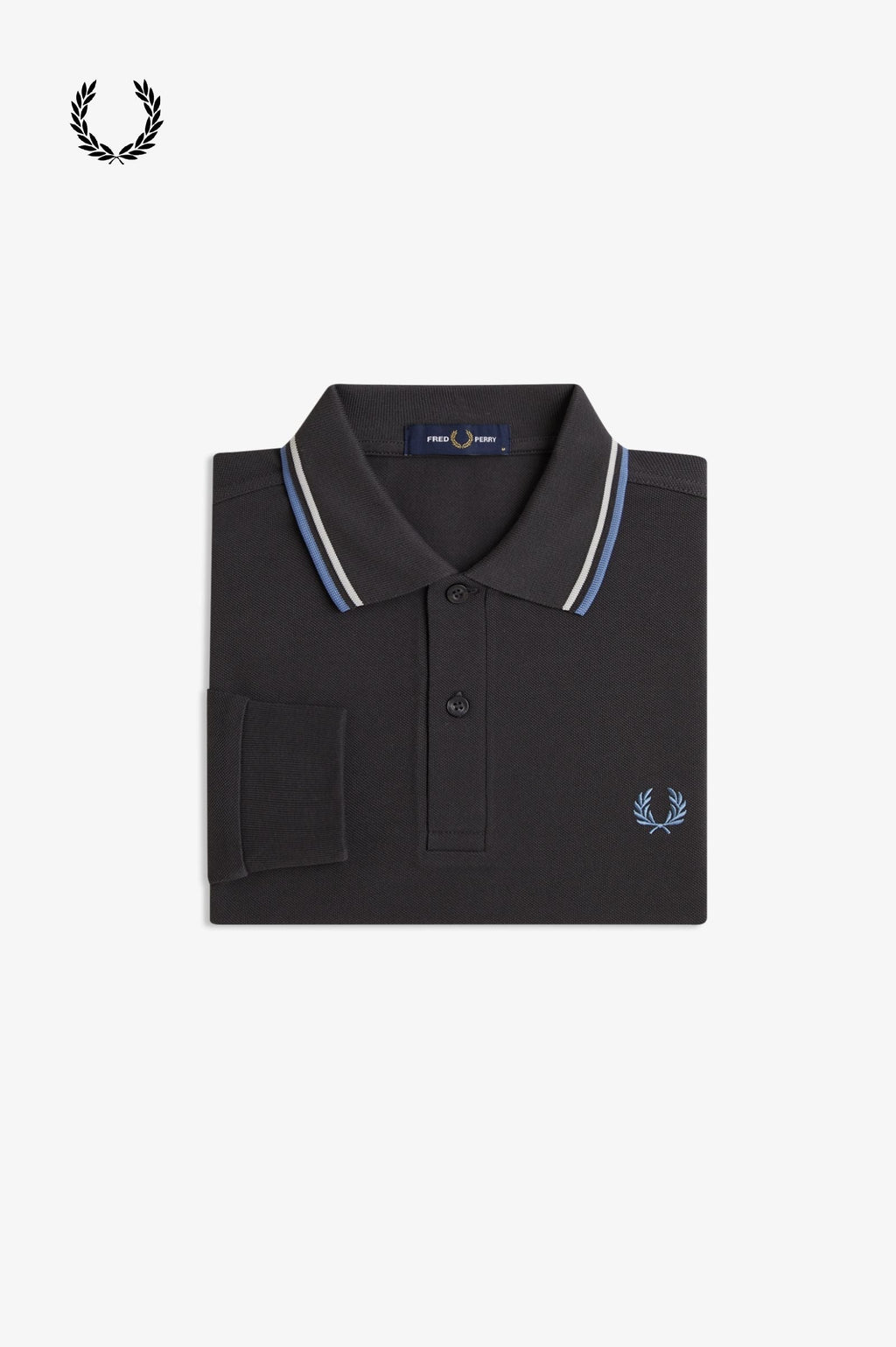 Fred Perry® Winter-Langarm-Poloshirt — Kohlengrau — gefaltet