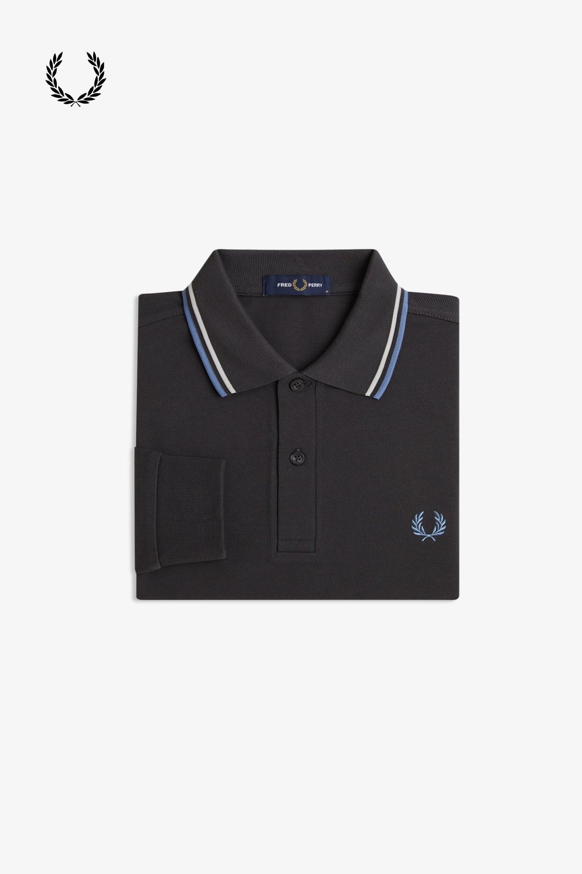 Fred Perry® Winter-Langarm-Poloshirt — Kohlengrau — gefaltet