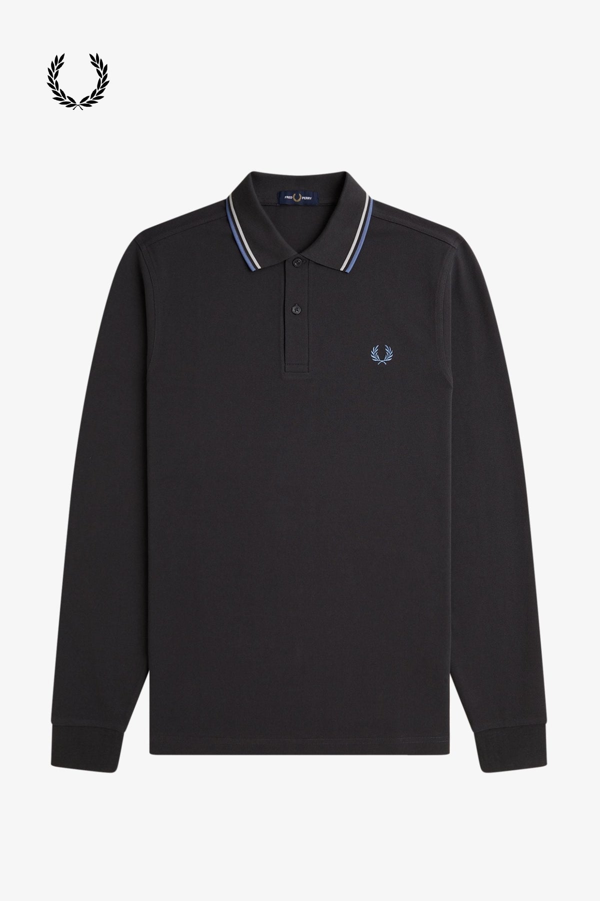 Fred Perry® Winter-Langarm-Poloshirt — Kohlengrau — von vorne