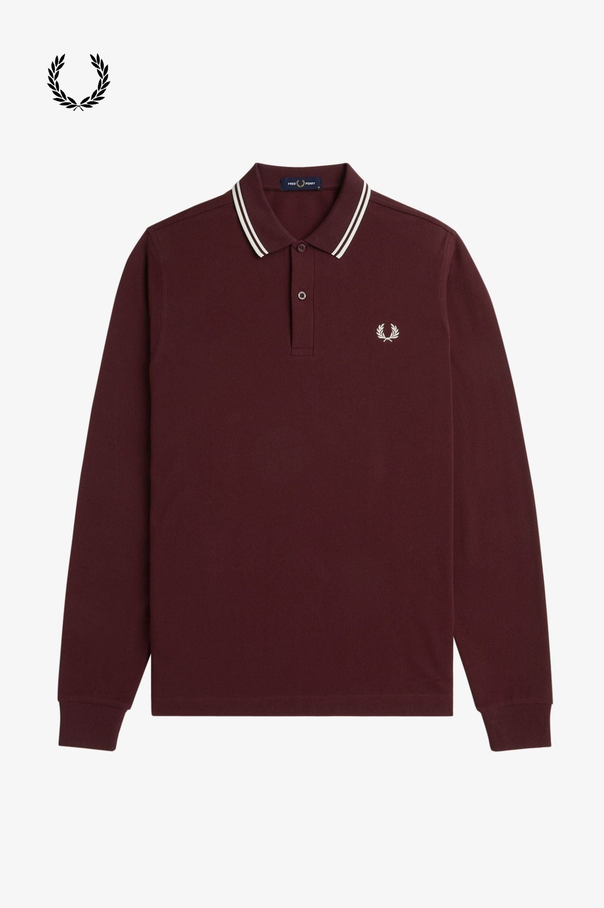 Fred Perry® Winter-Langarm-Poloshirt — Ochsenblut — von vorne