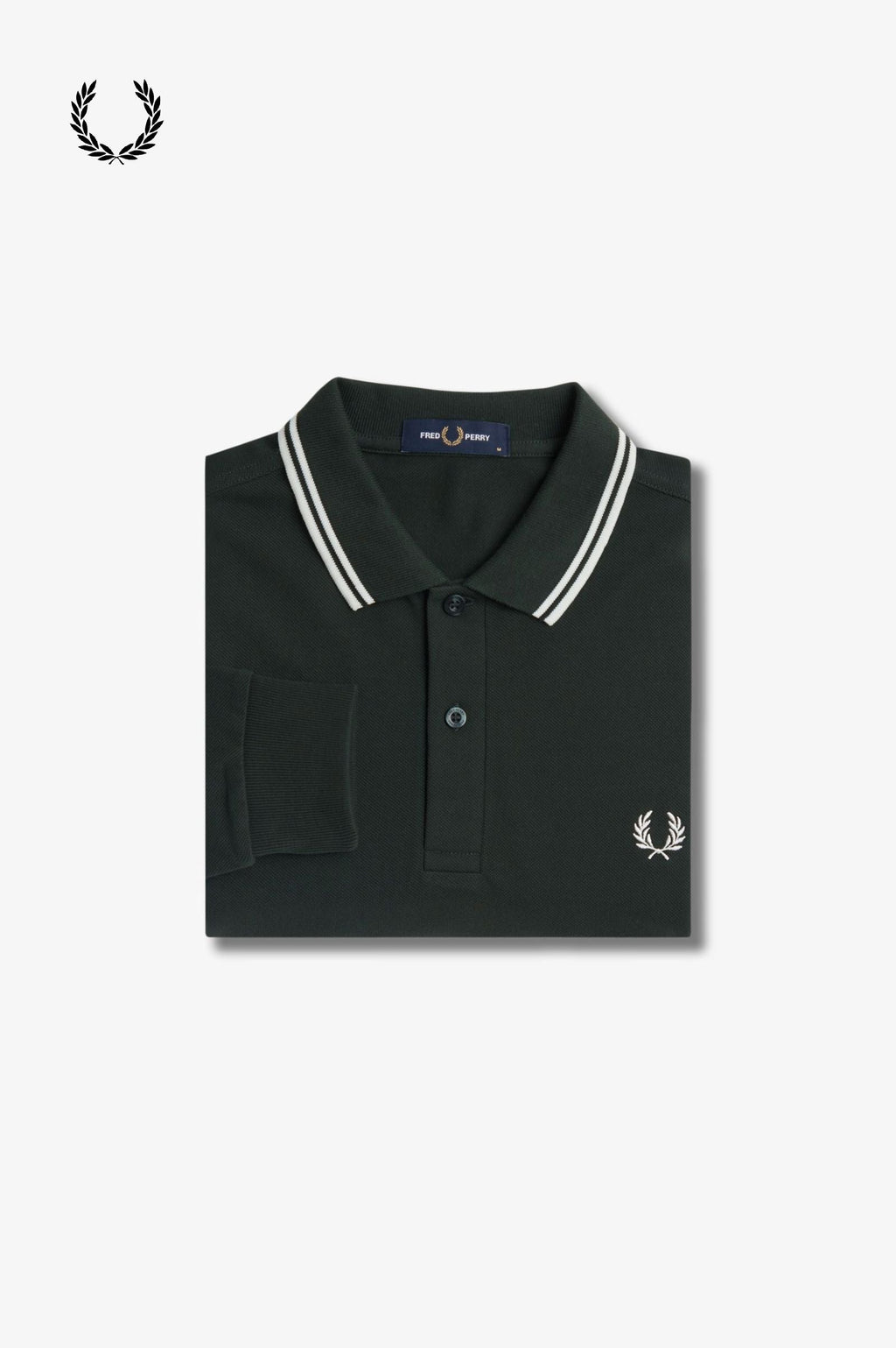Fred Perry® Winter-Langarm-Poloshirt — Dunkelgrün — gefaltet