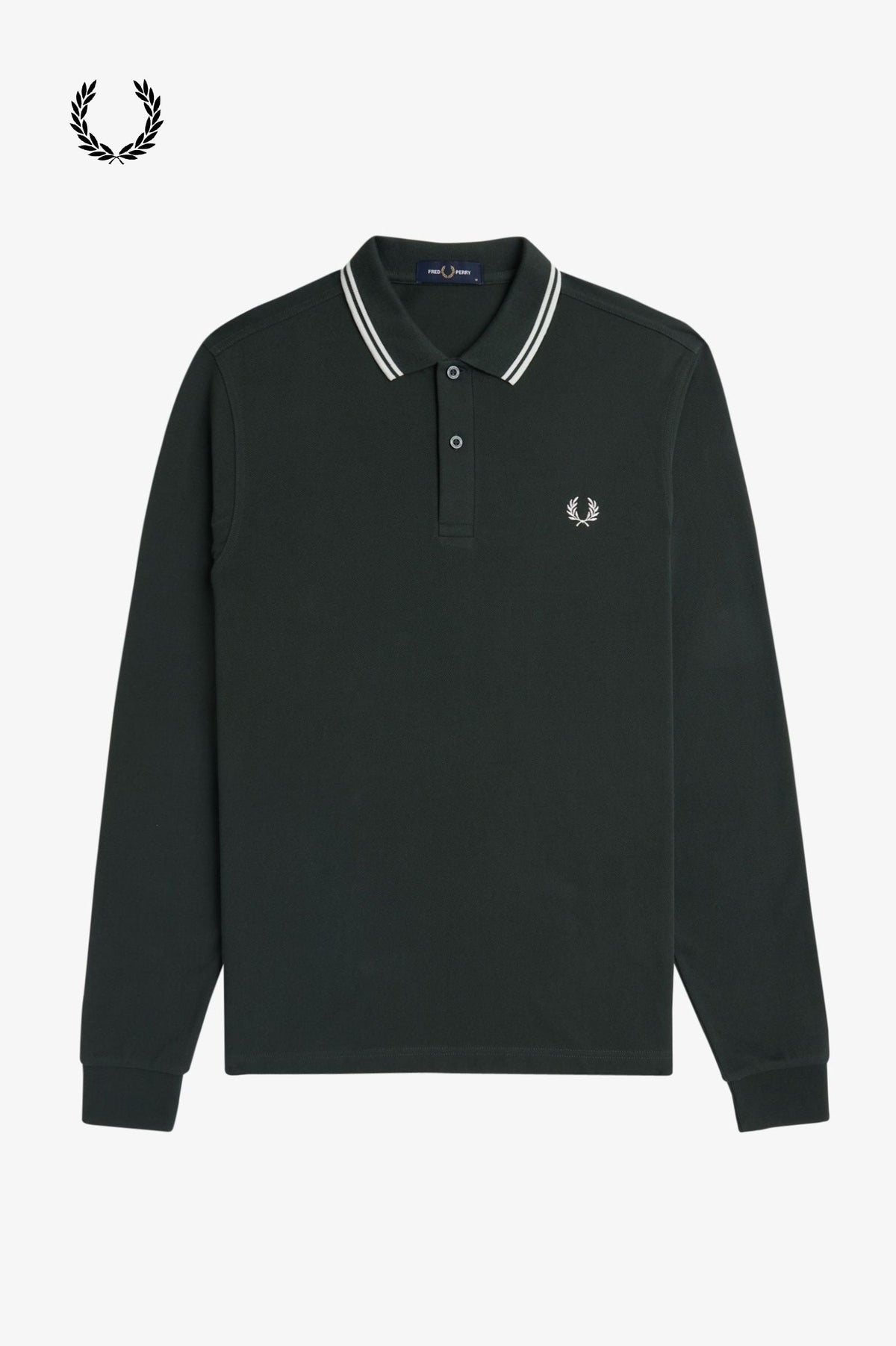Fred Perry® Winter-Langarm-Poloshirt — Dunkelgrün — von vorne